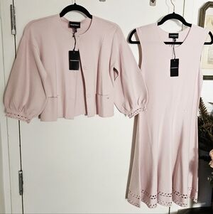 NWT Emporio Armani Girls Pink Knit Laser Cut Semi-formal Dress Size 14A